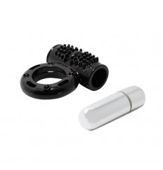 Черное эрекционное кольцо с 10 режимами вибрации