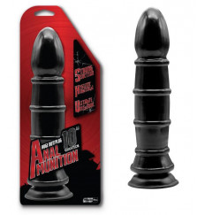 Чёрный анальный фаллоимитатор с рёбрышками - 25,4 см.