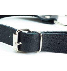 Черный кожаный кляп с кольцом