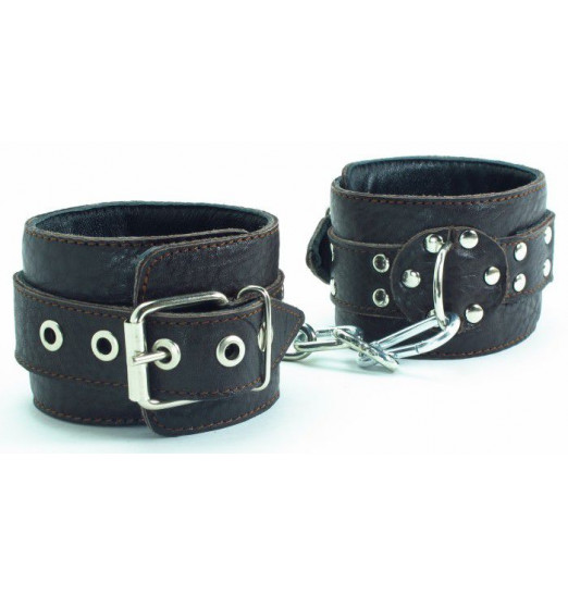 Кожаные наручники на металлической цепочке Кожаные наручники на металлической цепочке