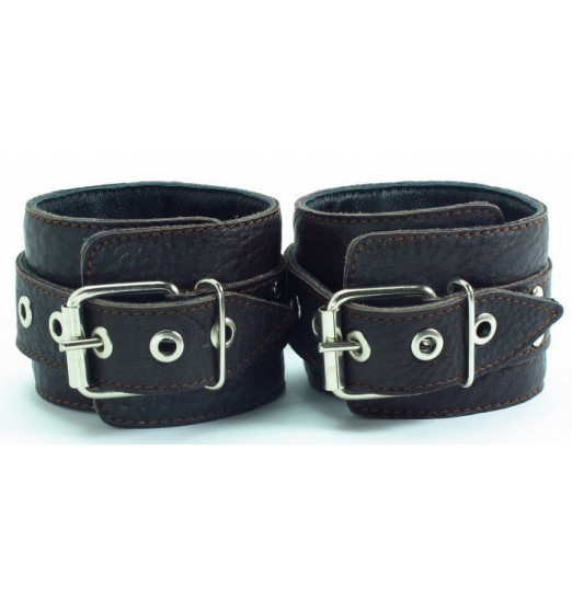 Коричневые оковы из мягкой кожи на металлической цепочке Коричневые оковы из мягкой кожи на металлической цепочке