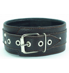 Широкий черный ошейник из мягкой кожи