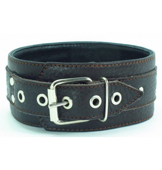 Широкий черный ошейник из мягкой кожи