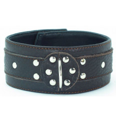 Широкий черный ошейник из мягкой кожи