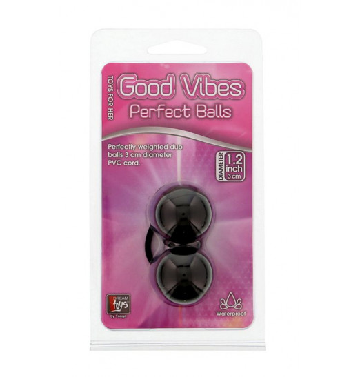 Чёрные вагинальные шарики на мягкой сцепке GOOD VIBES PERFECT BALLS