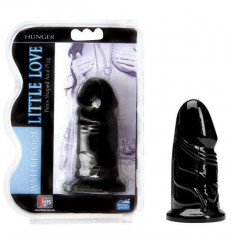 Чёрная анальная втулка в виде фаллоса Little Love - 10,5 см.