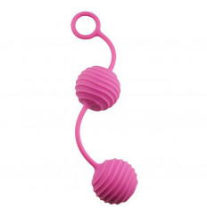 Розовые вагинальные шарики с ребристым рельефом