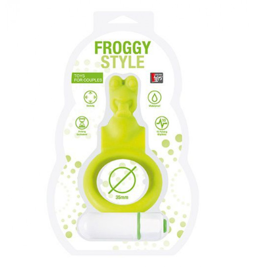 Зелёное эрекционное кольцо с вибрацией NEON FROGGY STYLE VIBRATING RING