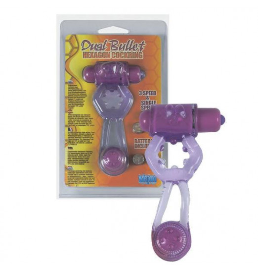 Фиолетовое эрекционное кольцо с вибропулей и стимулирующим хвостиком