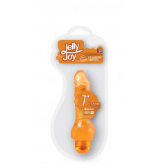 Оранжевый вибратор-реалистик JELLY JOY 7INCH 10 RHYTHMS ORANGE - 17,5 см.