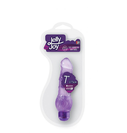 Фиолетовый гелевый вибратор JELLY JOY 7INCH 10 RHYTHMS PURPLE - 17,5 см.