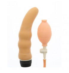 Телесный вибромассажёр с функцией расширения INFLATE A VIBE CURVE - 19 см.