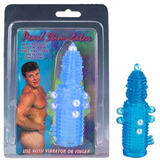 Голубая эластичная насадка на пенис с жемчужинами, точками и шипами Pearl Stimulator - 11,5 см. Голубая эластичная насадка на пенис с жемчужинами, точками и шипами Pearl Stimulator - 11,5 см.