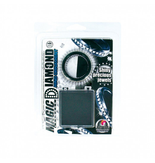 Чёрное эрекционное кольцо со стразами MAGIC DIAMOND