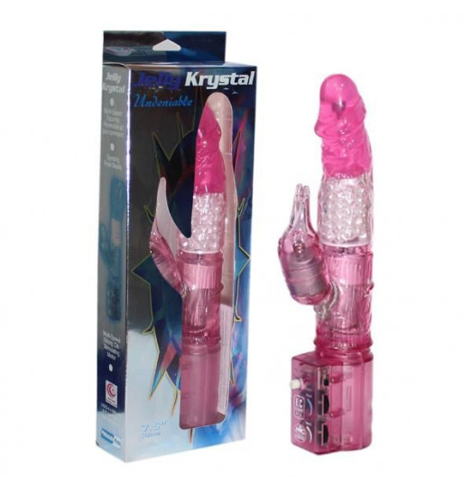 Розовый вибратор с клиторальным отростком JK UNDENIABLE 7.5 PEARL DIVER - 19 см.