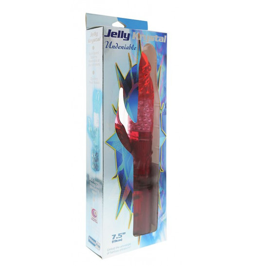 Красный вибратор с клиторальным отростком JK UNDENIABLE 7.5 PEARL DIVER - 19 см.