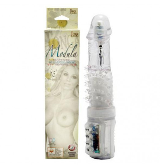 Прозрачный вибратор-ротатор с шипами в основании Modula - 16,5 см.