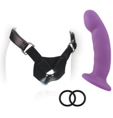 Изогнутый фаллоимитатор с креплением на регулируемом поясе ADVANCED HARNESS KIT WITH CICI - 15 см.