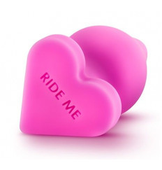 Розовый анальный плаг с основанием-сердечком RIDE ME - 10,6 см.