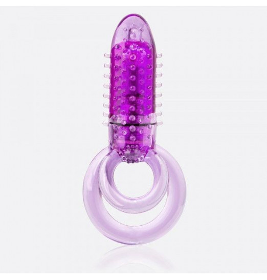 Фиолетовое виброкольцо с подхватом мошонки DOUBLE O 8 PURPLE