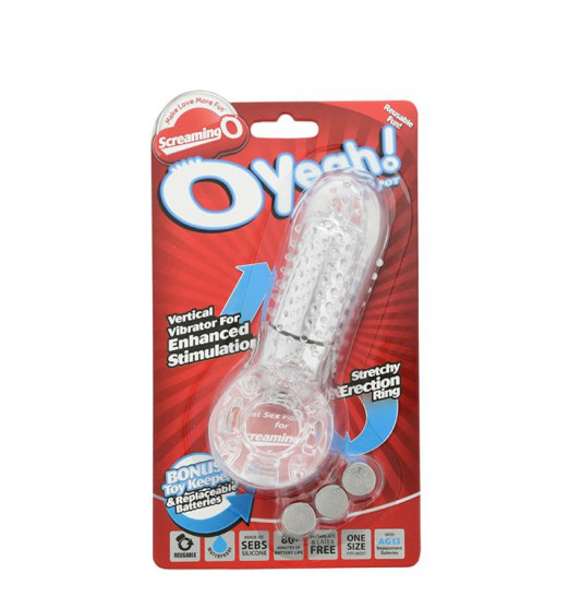 Прозрачное эрекционное кольцо с вибрацией и пальчиком OYEAH CLEAR Прозрачное эрекционное кольцо с вибрацией и пальчиком OYEAH CLEAR