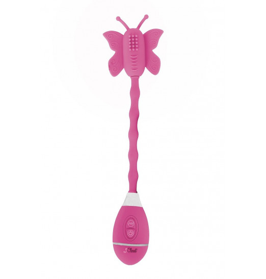 Розовый вибростимулятор-бабочка на ручке THE CELINE BUTTERFLY