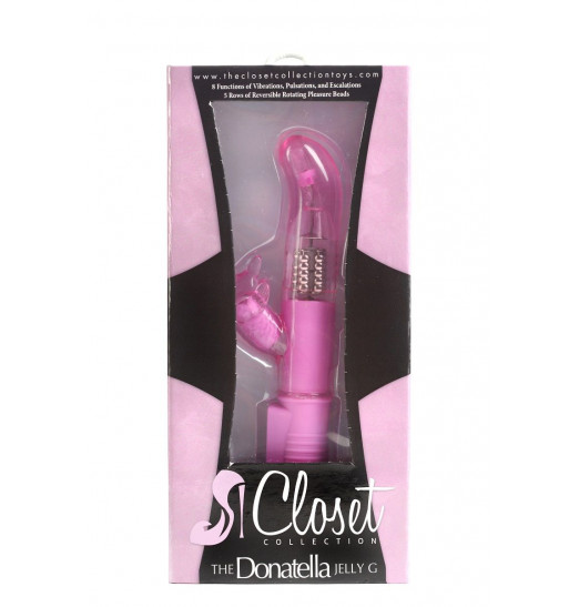 Розовый вибромассажёр для стимуляции G-точки и клитора THE DONATELLA JELLY G