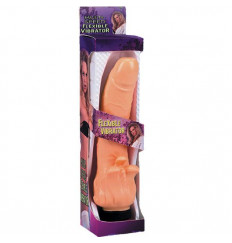 Реалистичный вибромассажёр с лепестками в основании SUPER BEAK 8 FLESH - 20,2 см.