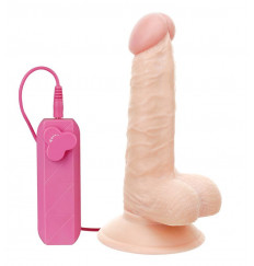 Реалистичный вибромассажёр с присоской и выносным пультом G-GIRL STYLE 6INCH VIBRATING DONG - 15,2 см.