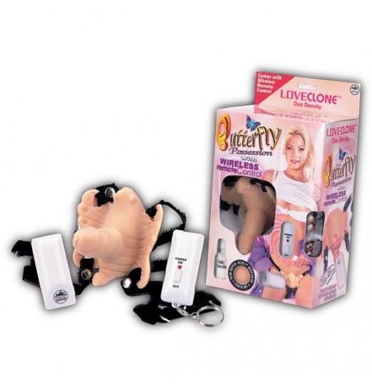 Телесная вибробабочка с фаллосом BUTTERFLY POSSESSION WITH WIRELESS REMOTE CONTROL