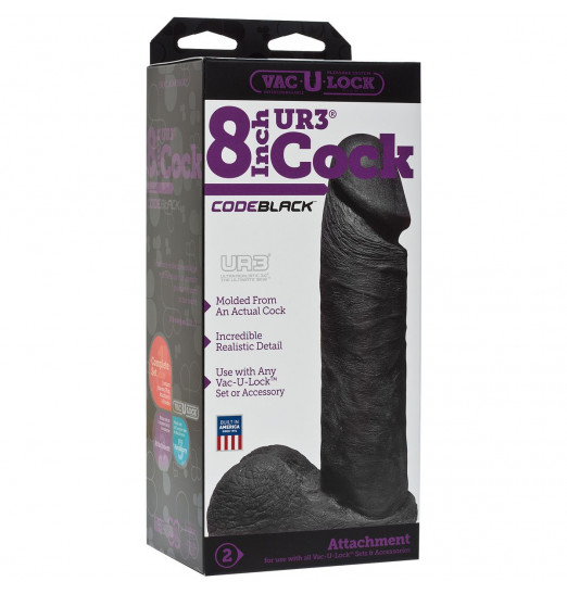 Черная насадка-фаллоимитатор для страпон-систем - 20,3 см.