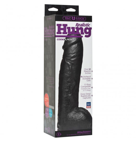 Черная насадка-фаллоимитатор Hung - 30,7 см.