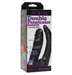 Черная насадка-фаллоимитатор для двойной стимуляции Double Penetrator - 16 см.