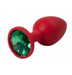 Красная силиконовая пробка с зеленым кристаллом - 7,1 см.