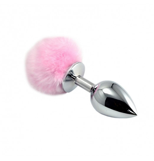 Металлическая пробка с розовым хвостом Задорный Кролик - 11 см.