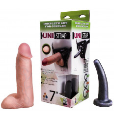 Страпон-унисекс с двумя насадками UNI strap 7  Harness - 19 и 12 см.