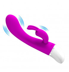 Лиловый G-вибратор Freda с зайчиком - 18,9 см.