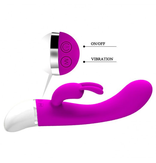 Лиловый G-вибратор Freda с зайчиком - 18,9 см.