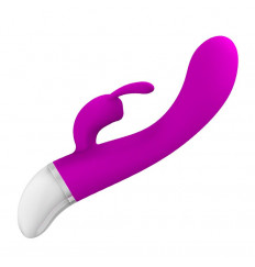 Лиловый G-вибратор Freda с зайчиком - 18,9 см.