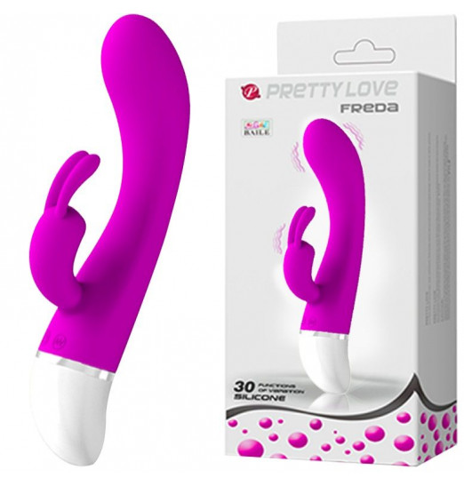 Лиловый G-вибратор Freda с зайчиком - 18,9 см.