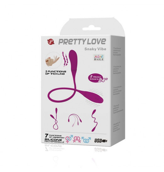 Двусторонний гибкий вибратор Snaky Vibe - 60 см.