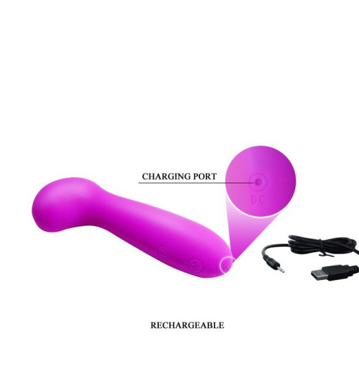 Вибратор с загнутой продолговатой головкой Hiram - 12,6 см.