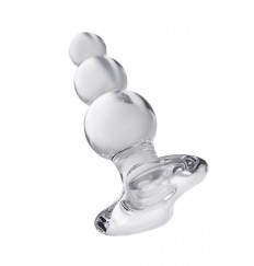 Прозрачная анальная втулка-ёлочка из стекла - 10,5 см.