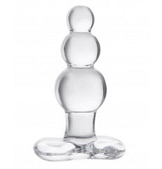 Прозрачная анальная втулка-ёлочка из стекла - 10,5 см.