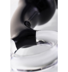 Чёрный анальный стимулятор из стекла с ручкой-кольцом - 17 см.