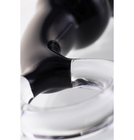 Чёрный анальный стимулятор из стекла с ручкой-кольцом - 17 см.