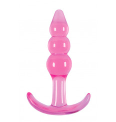 Розовая анальная пробка Jelly Rancher T-Plug Ripple - 10,9 см.
