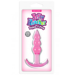 Розовая анальная пробка Jelly Rancher T-Plug Ripple - 10,9 см.