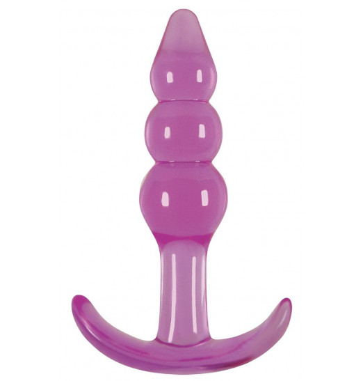 Фиолетовая анальная пробка Jelly Rancher T-Plug Ripple Purple - 10,9 см.
