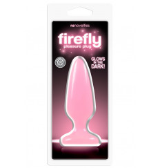 Розовая, светящаяся в темноте анальная пробка Firefly Pleasure Plug Medium Pink - 12,7 см.